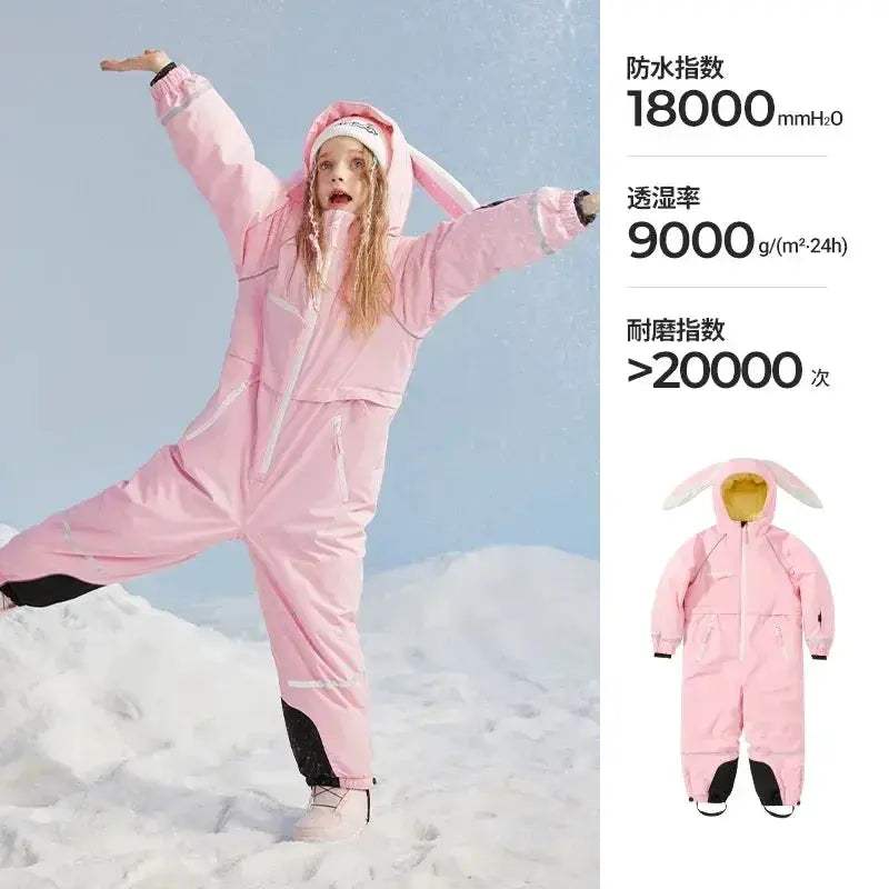 Kids Ski Suit Waterproof Warm Insulated One Piece Snow Gear - Image 7