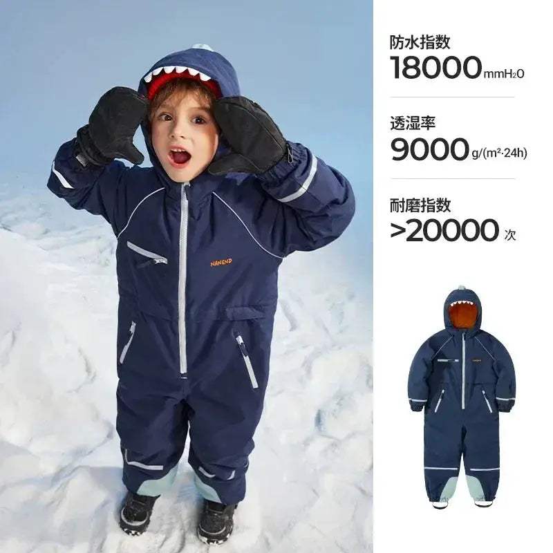 Kids Ski Suit Waterproof Warm Insulated One Piece Snow Gear - Image 8
