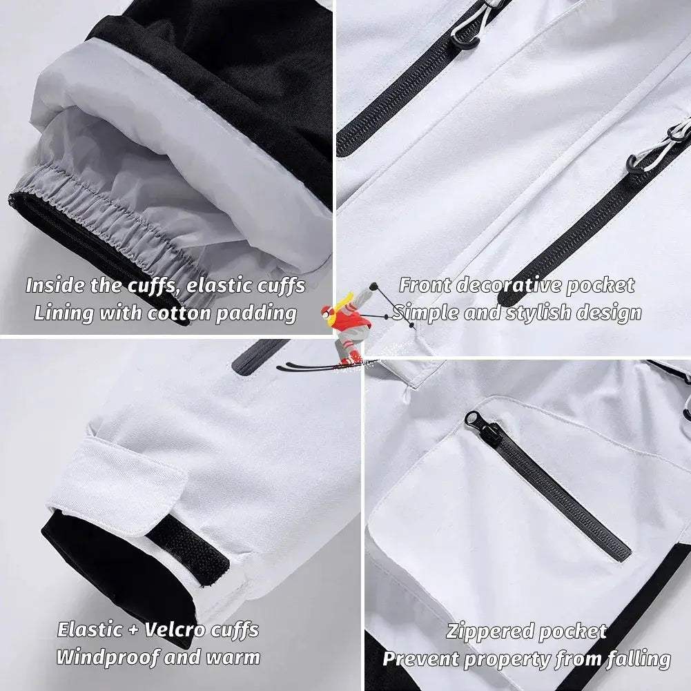 Kids Snowboarding Suit One Piece Hooded Windproof Warm Skiwear - Image 4
