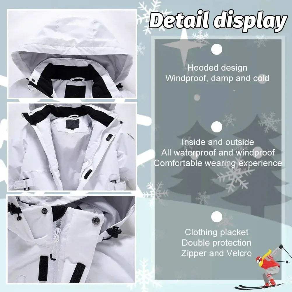 Kids Snowboarding Suit One Piece Hooded Windproof Warm Skiwear - Image 5