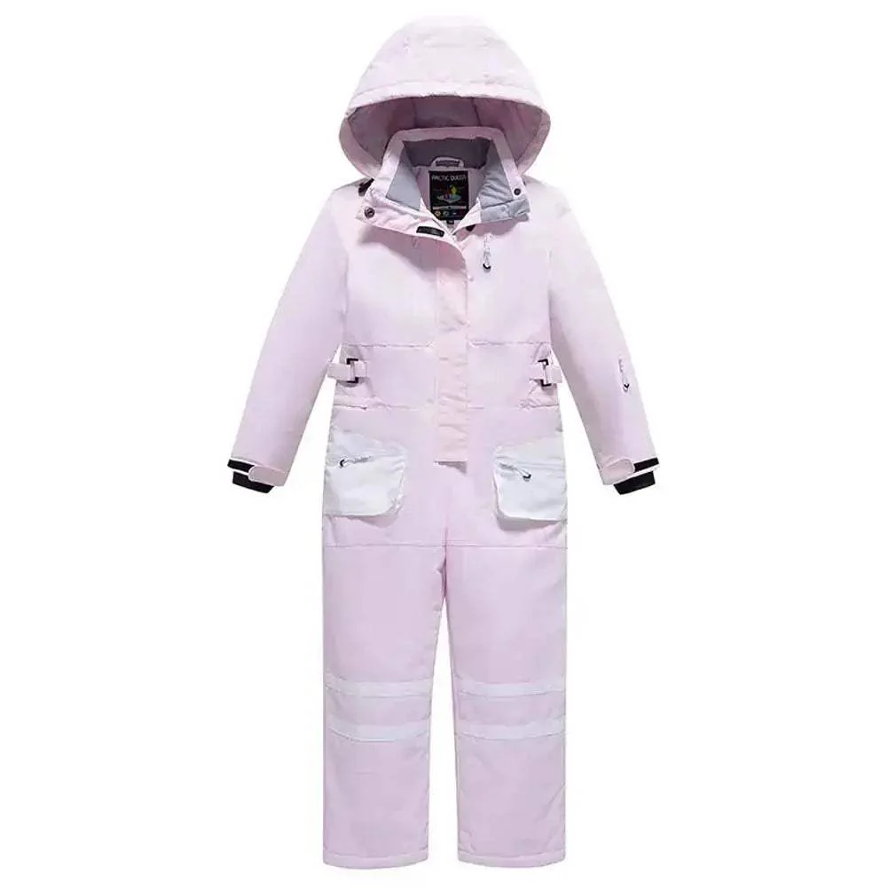 Kids Snowboarding Suit One Piece Hooded Windproof Warm Skiwear - Image 8