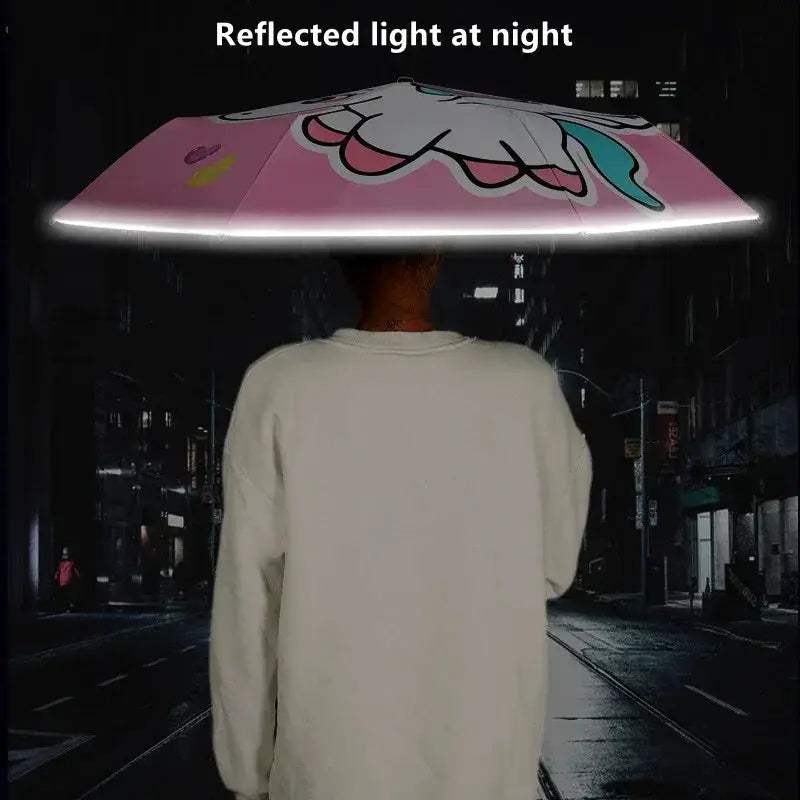 Kids Unicorn Umbrella Automatic Windproof UV Coating - Image 4