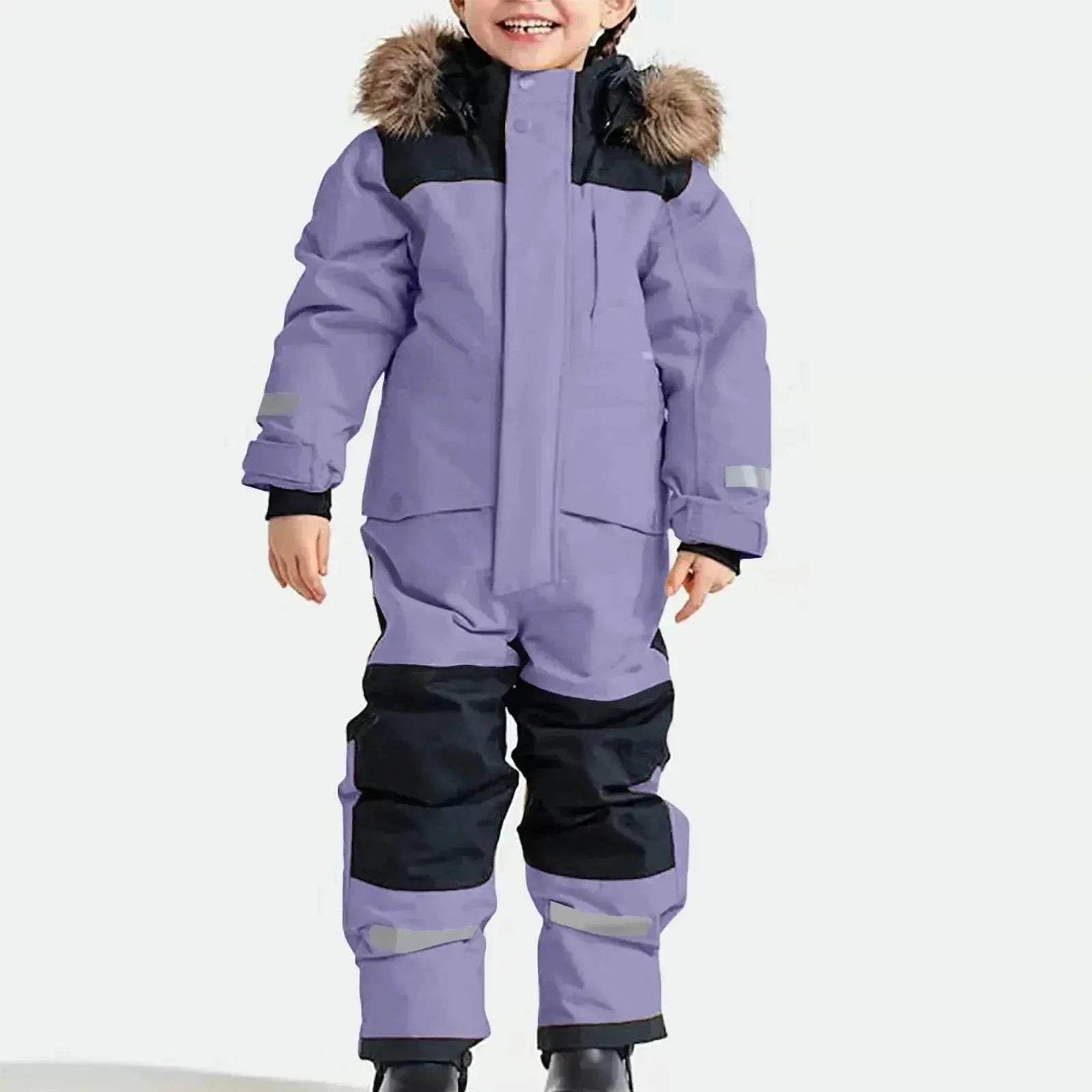 Kids Unisex Ski Suit Dinosaur Cartoon Insulated Warm Winter Wear - Image 5