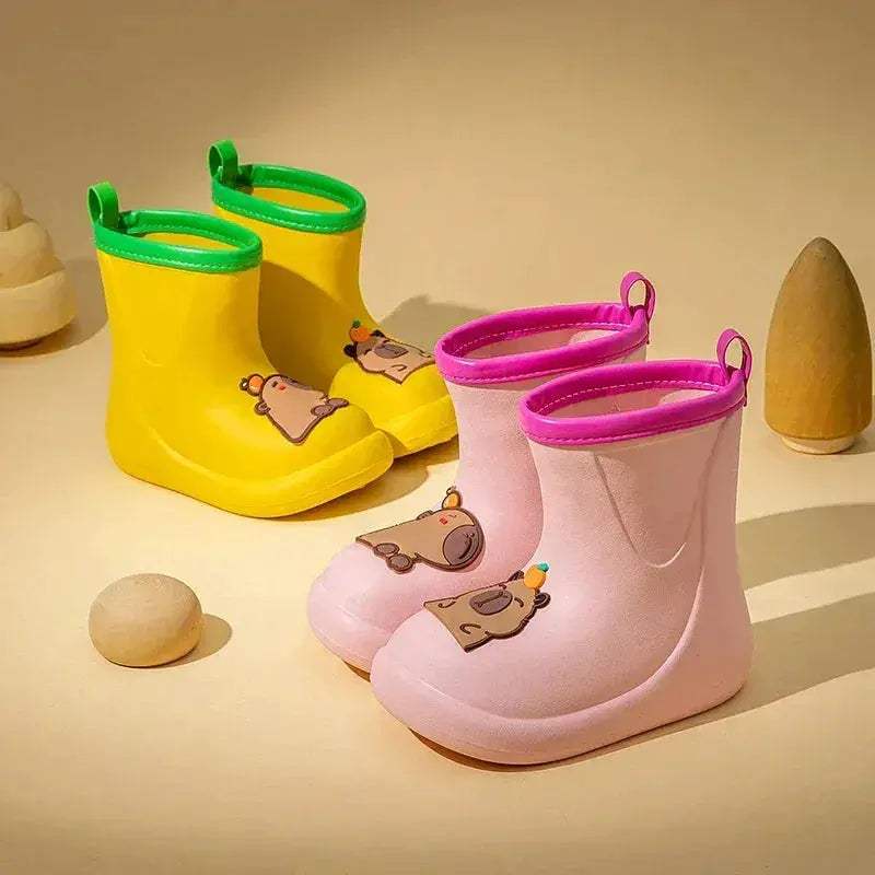 Kids Waterproof Rain Boots Capybara Design Slip On - Image 2