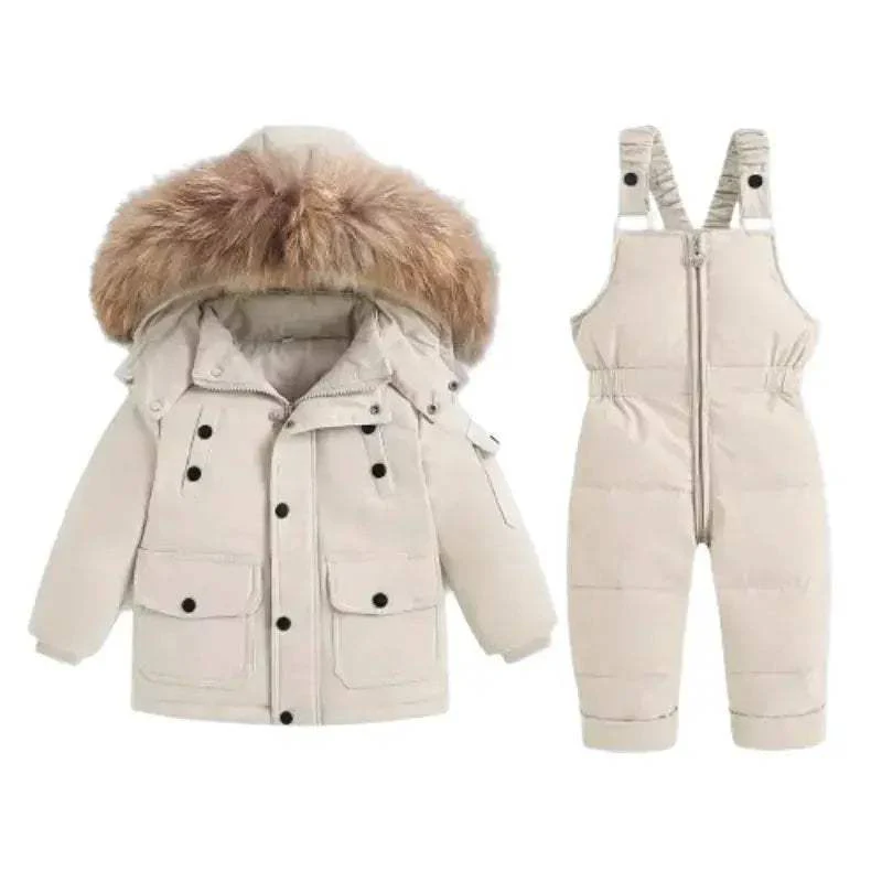 Kids Winter Ski Suit Set Two Piece With Removable Hood - Image 2