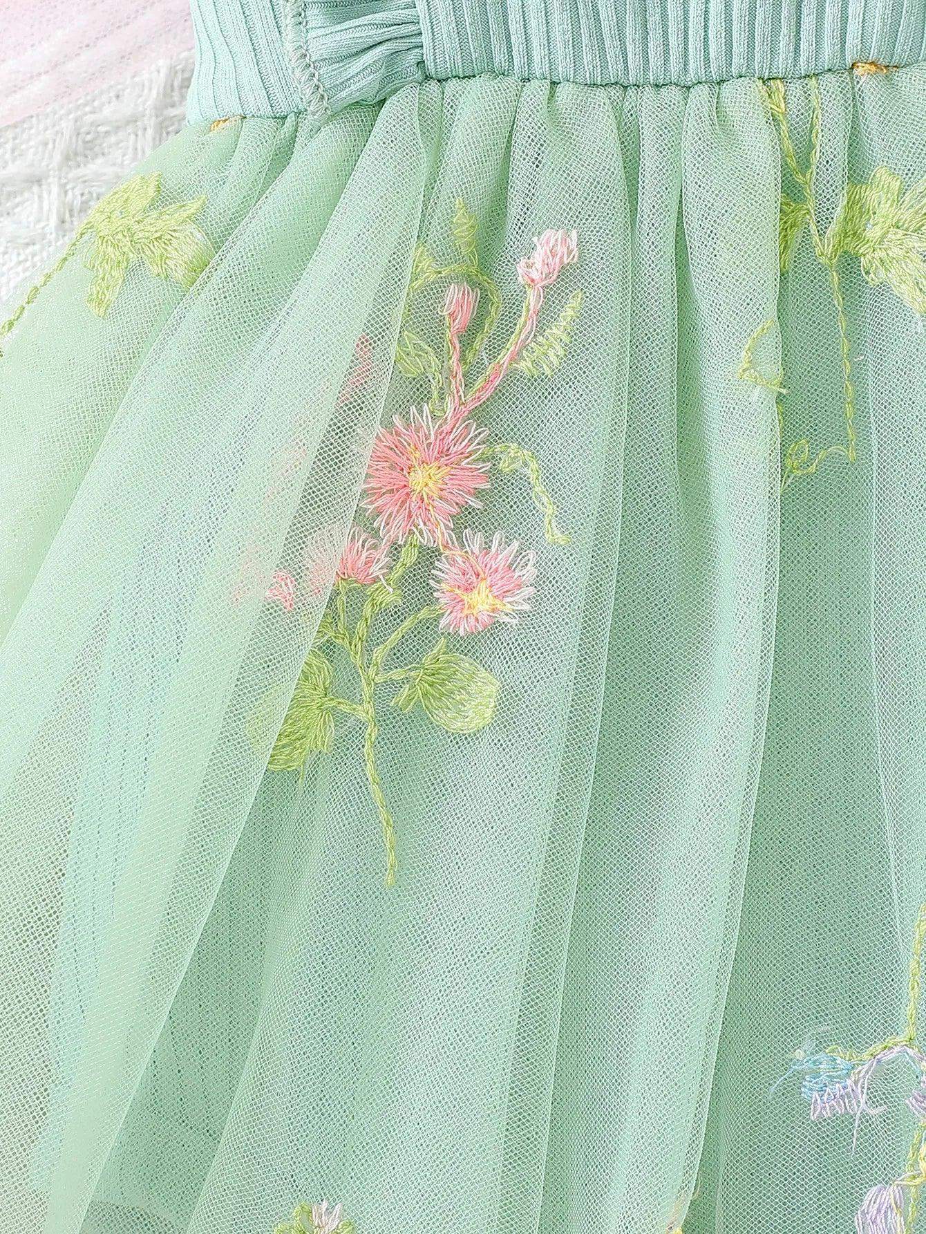 Korean Style Baby Girl Dress With 3D Embroidery Set - Image 3