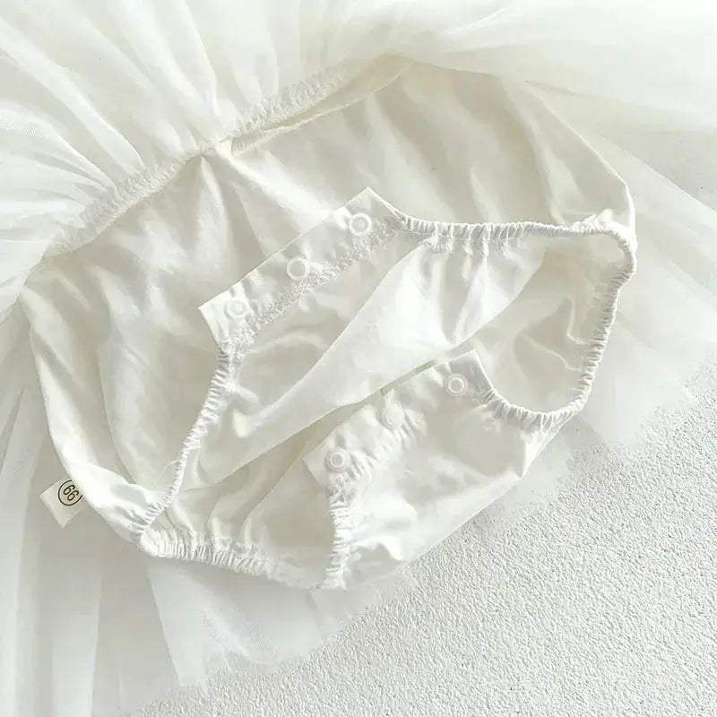 Lace Sleeveless Baby Girl Dress With Mesh Bodice For Party - Image 6