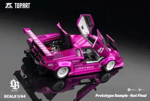 Lamborghini Countach Diecast 1:64 LBWK Widebody Flash Pink White - Image 2
