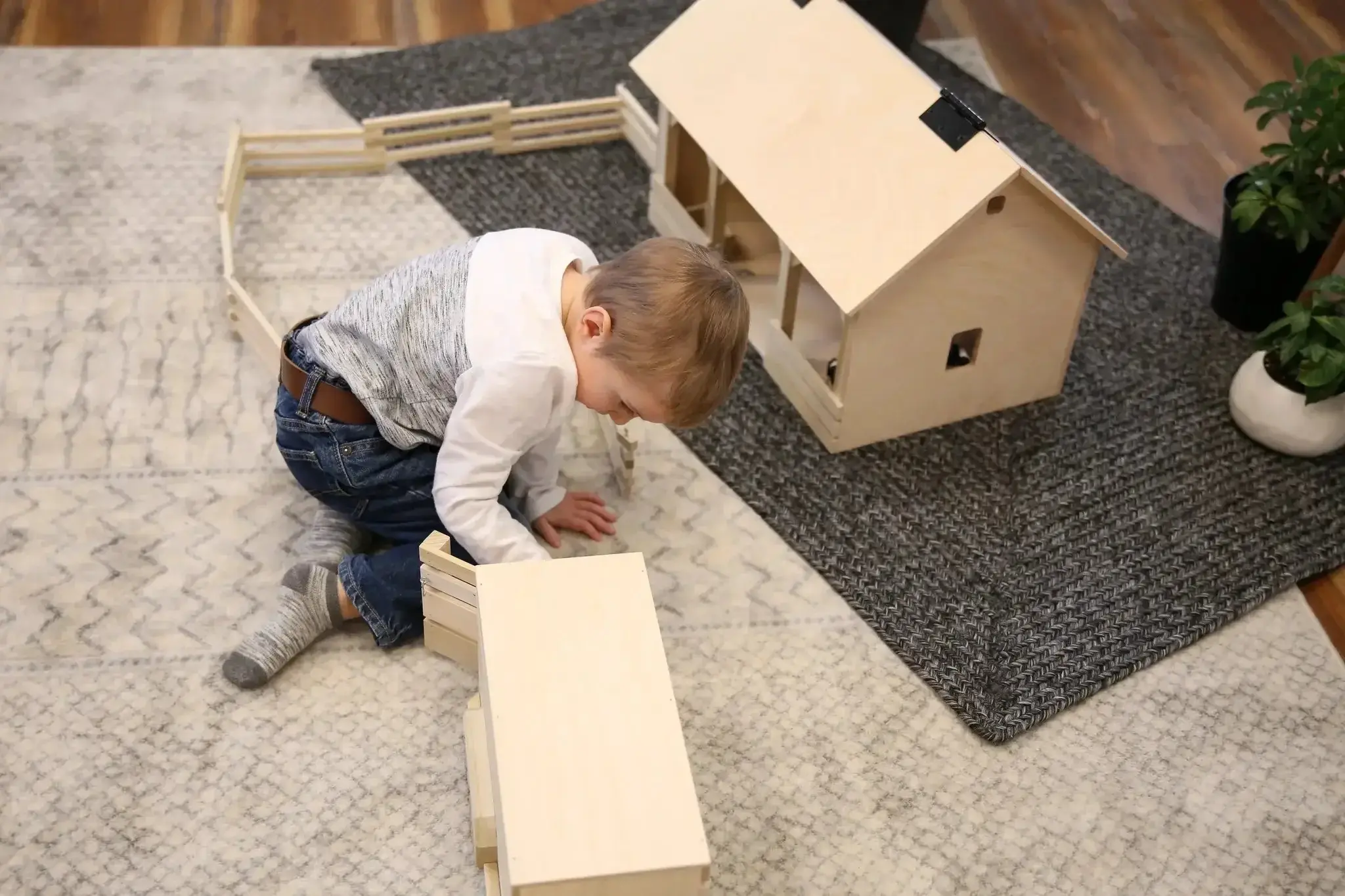 Large A-Frame Barn Toy with Hay Loft, Realistic Wooden Toy Barn - Image 5