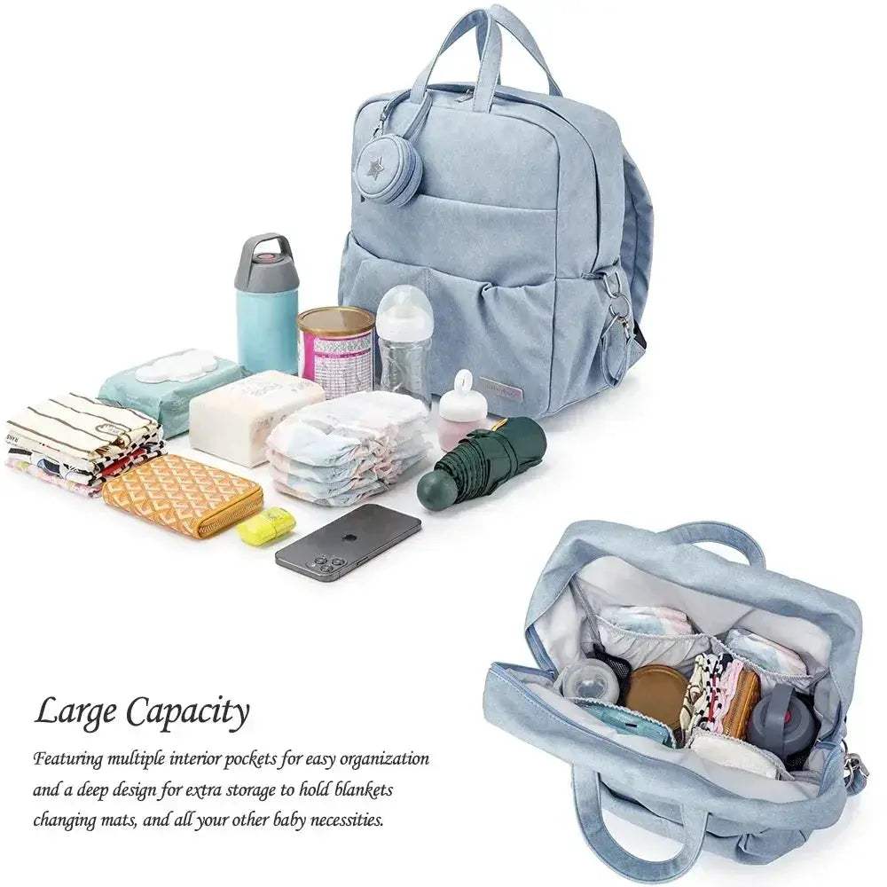 Large Capacity Waterproof Diaper Backpack With Pacifier Holder - Image 3