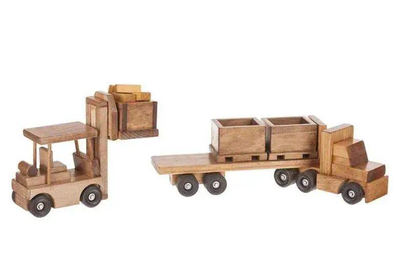 Large Wooden Truck & Bin Trailer with Forklift Toy Set, Amish-Made - Image 2