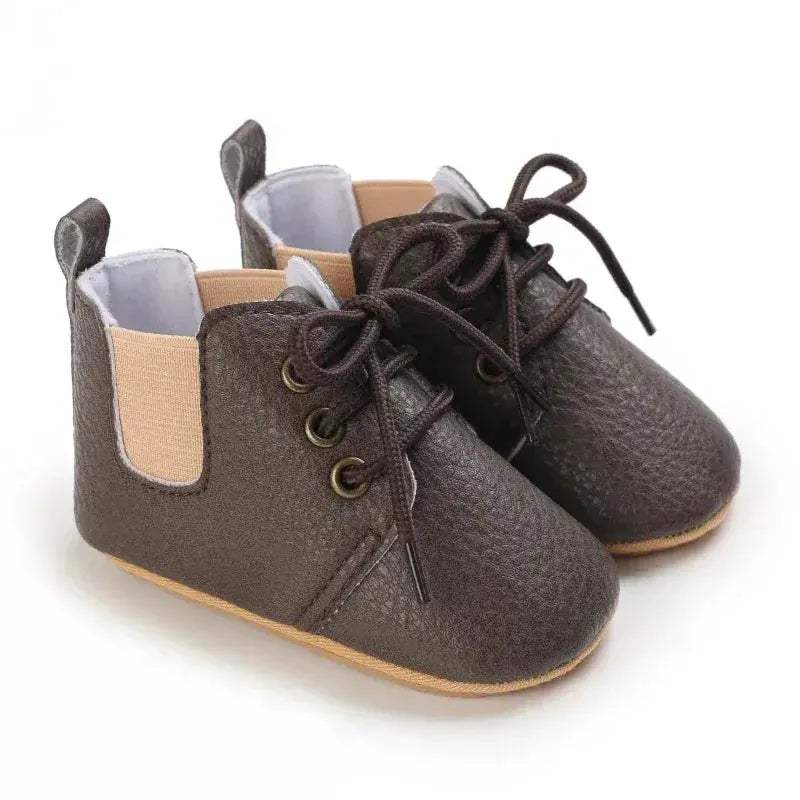 Leather Baby Shoes First Walkers With Anti Slip Rubber Sole - Image 14