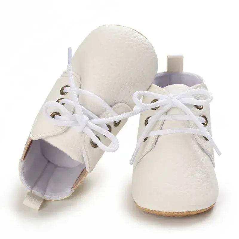 Leather Baby Shoes First Walkers With Anti Slip Rubber Sole - Image 5
