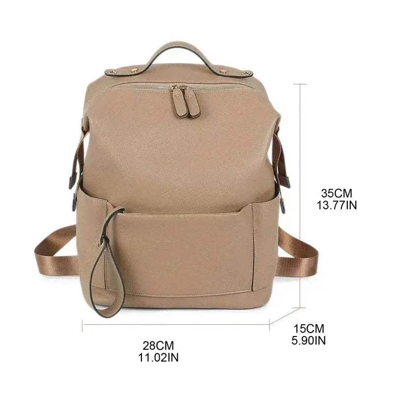 Leather Diaper Bag Large Capacity Maternity Backpack - Image 2