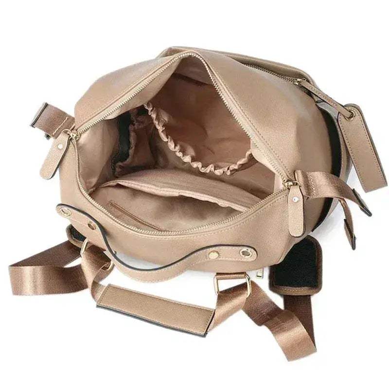 Leather Diaper Bag Large Capacity Maternity Backpack - Image 3