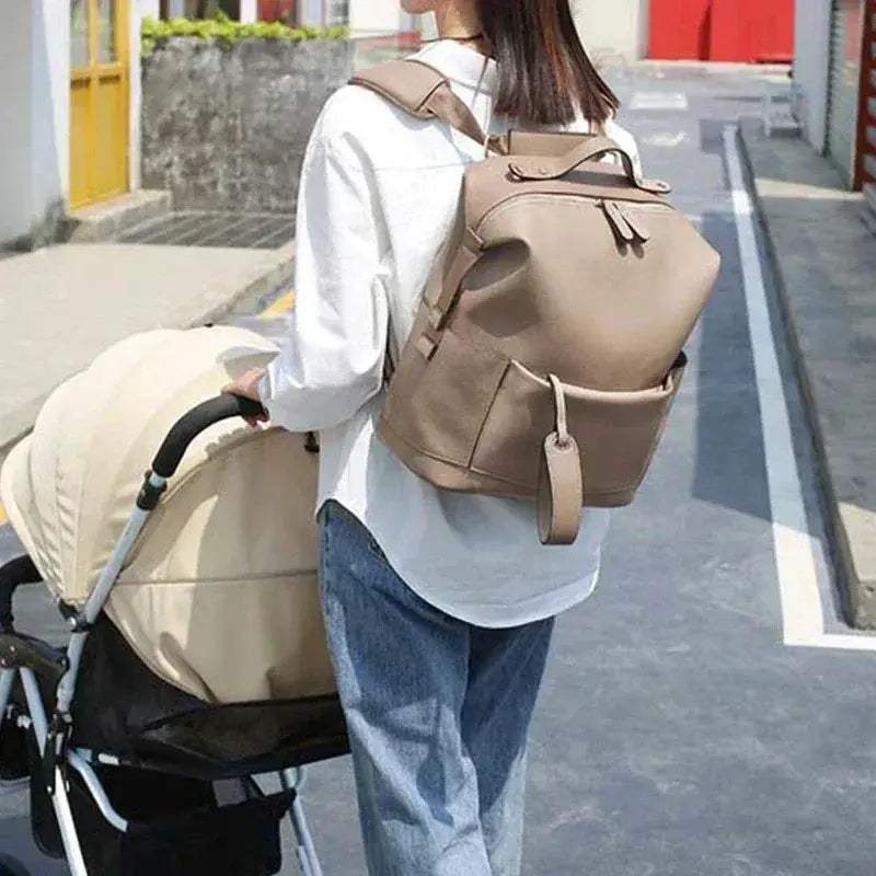 Leather Diaper Bag Large Capacity Maternity Backpack - Image 6