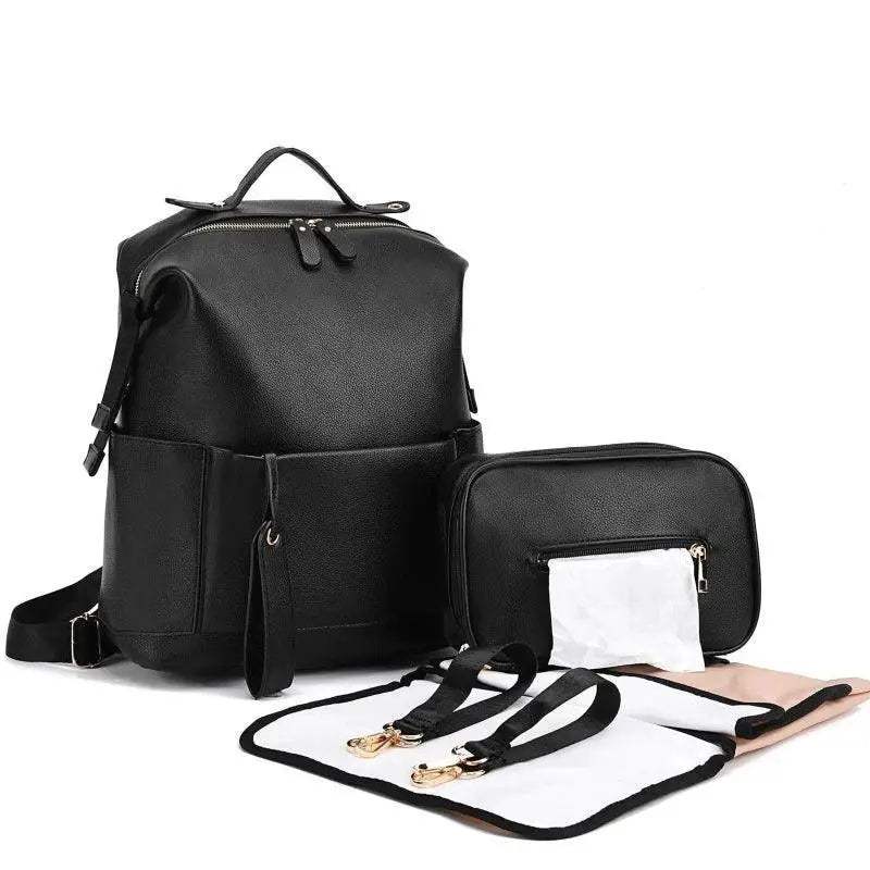 Leather Diaper Bag Large Capacity Maternity Backpack - Image 8