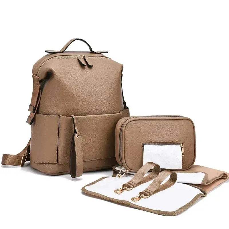 Leather Diaper Bag Large Capacity Maternity Backpack - Image 9