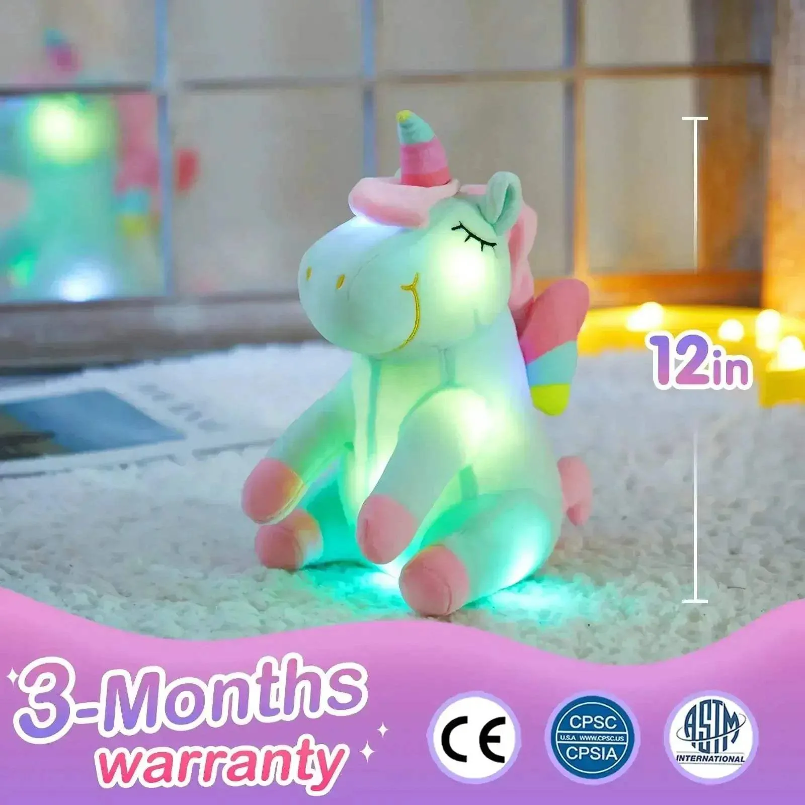 Led Light Up Unicorn Plush Toy 30cm With Music Glow - Image 4
