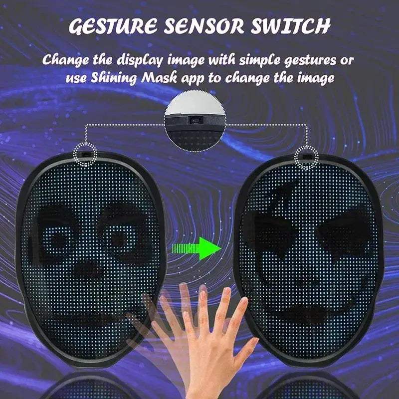 LED Mask With Bluetooth App Control Programmable Face Transformations - Image 3