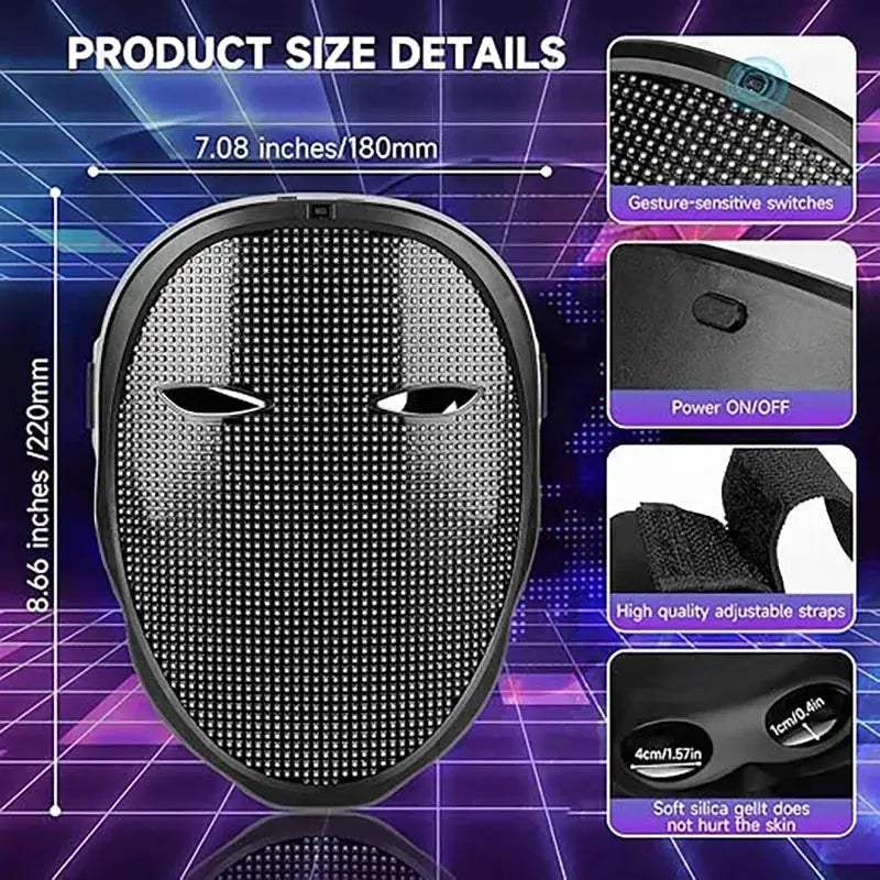 LED Mask With Bluetooth App Control Programmable Face Transformations - Image 5