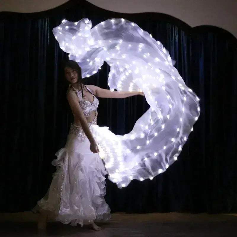 Led Silk Belly Dance Fan Veil With Ultra Bright LEDs - Image 3