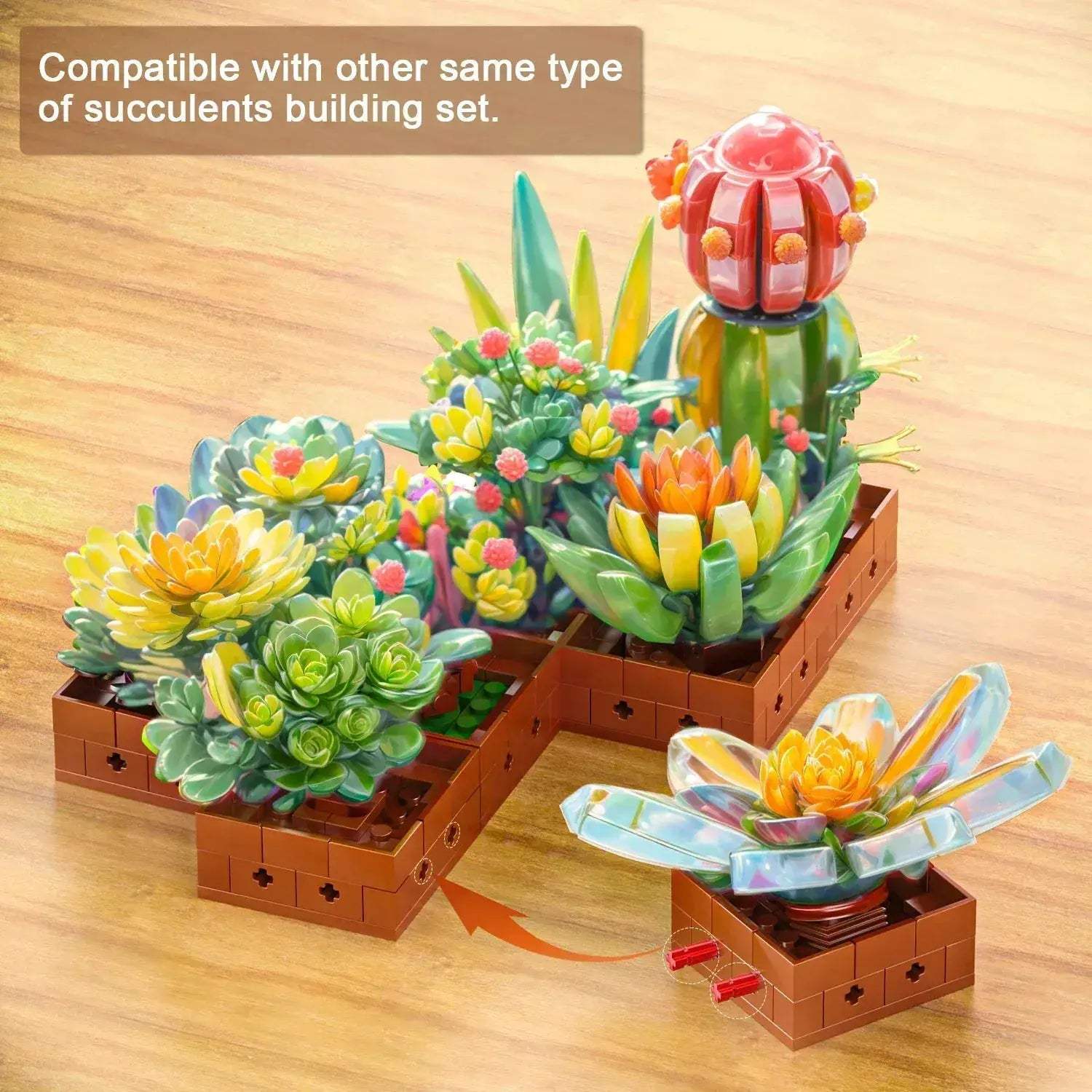 Lego Compatible Succulent Building Set For Home Decor And Play - Image 3