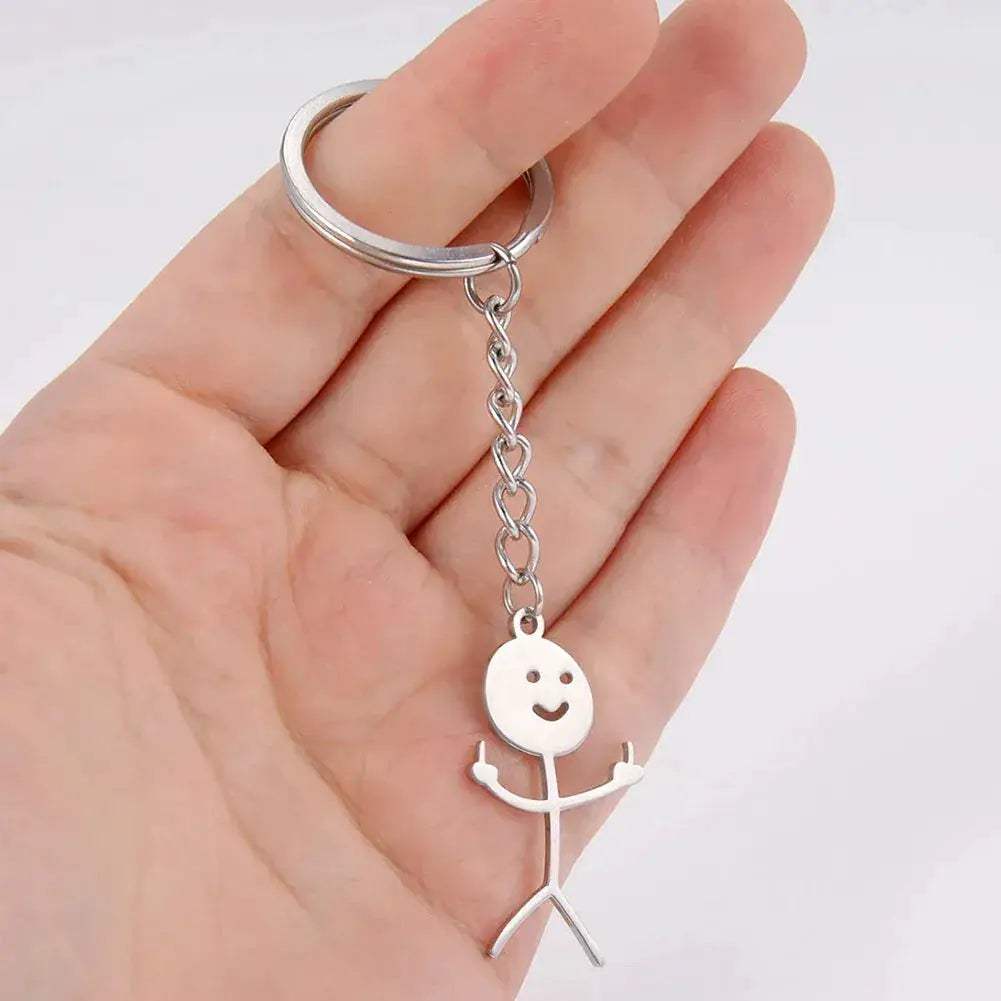 Funny Middle Finger Keychain Stainless Steel Gift For Friends - Image 4