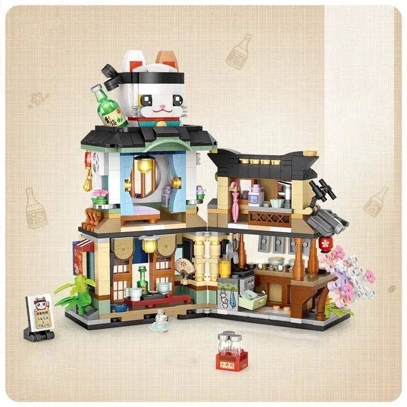 Realistic Street View Building Blocks Izakaya Takoyaki Shop Miniatures - Image 17