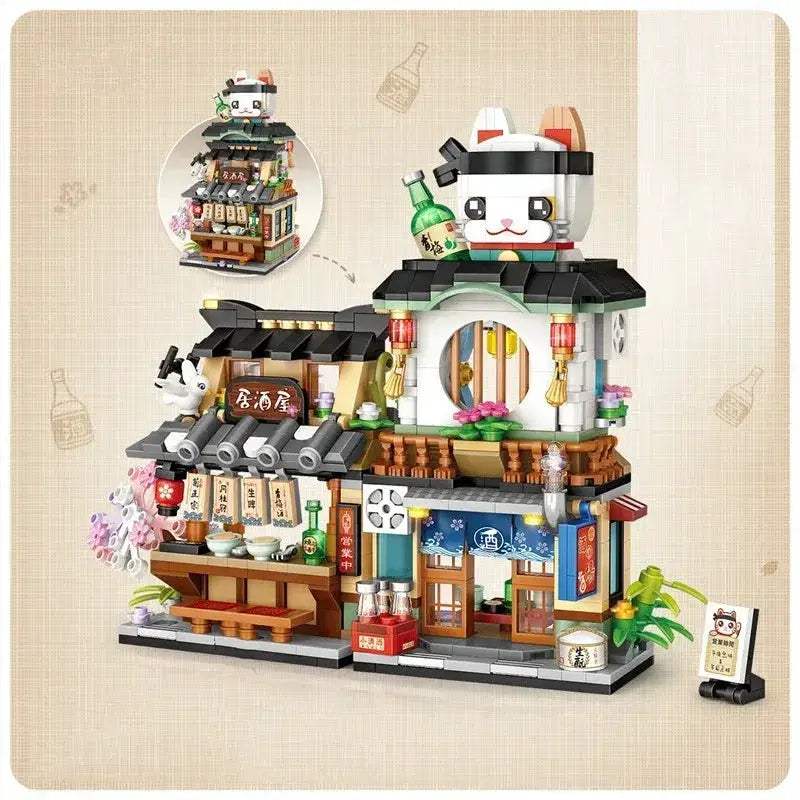 Realistic Street View Building Blocks Izakaya Takoyaki Shop Miniatures - Image 2