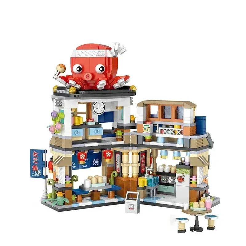Realistic Street View Building Blocks Izakaya Takoyaki Shop Miniatures - Image 3