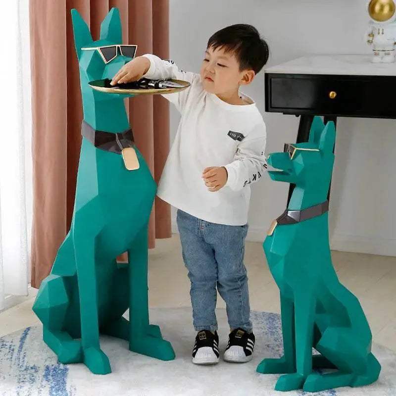 Luxurious Doberman Figurine Side Table Oversized Living Room - Image 4