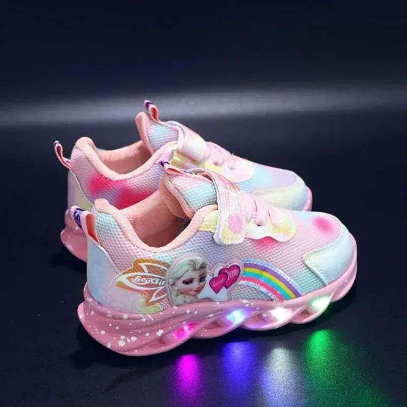 Magical Disney LED Casual Sneakers Lighted Elsa Princess Print For Girls - Image 4