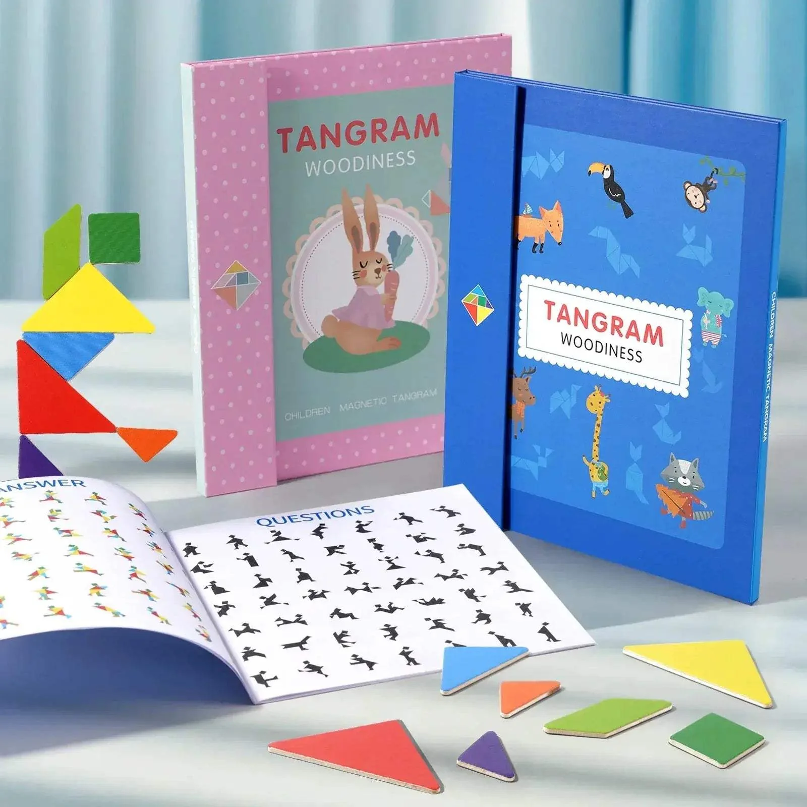 Magnetic Wooden Tangram Puzzle For Kids Montessori Educational Gift - Image 3