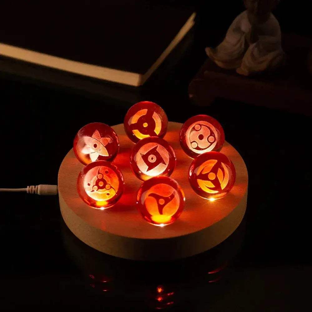 Mangekyo Sharingan Crystal Ball Set 7 PCS With LED Light Base, Naruto Shippuden Anime Figurines Night Lamps - Image 10