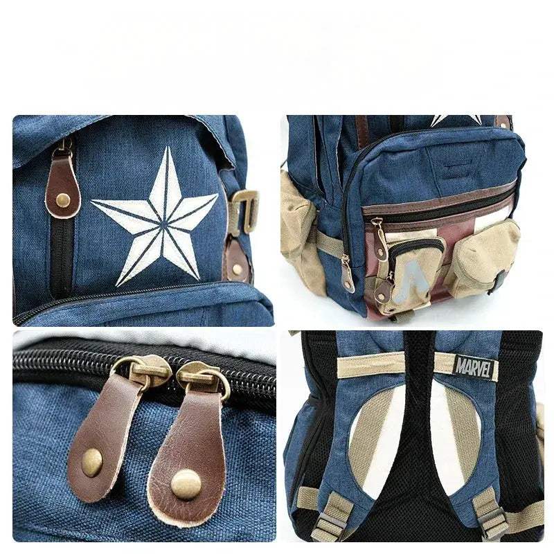 Marvel Avengers Deadpool Captain America Backpack Canvas High Capacity - Image 2