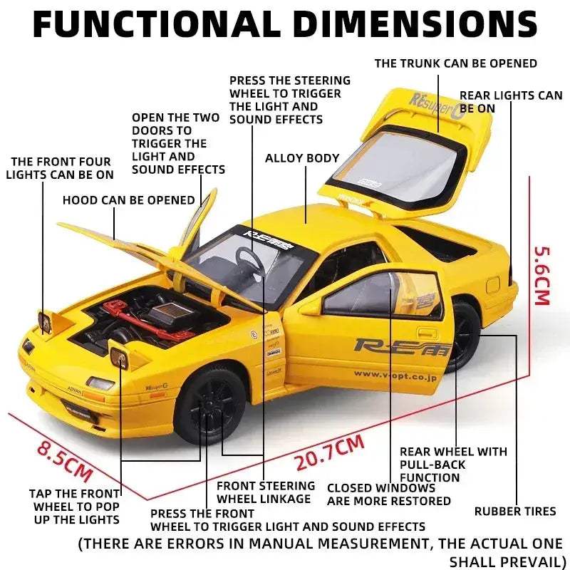 Mazda RX7 Diecast Alloy Model Car Sound and Light for Adults - Image 4