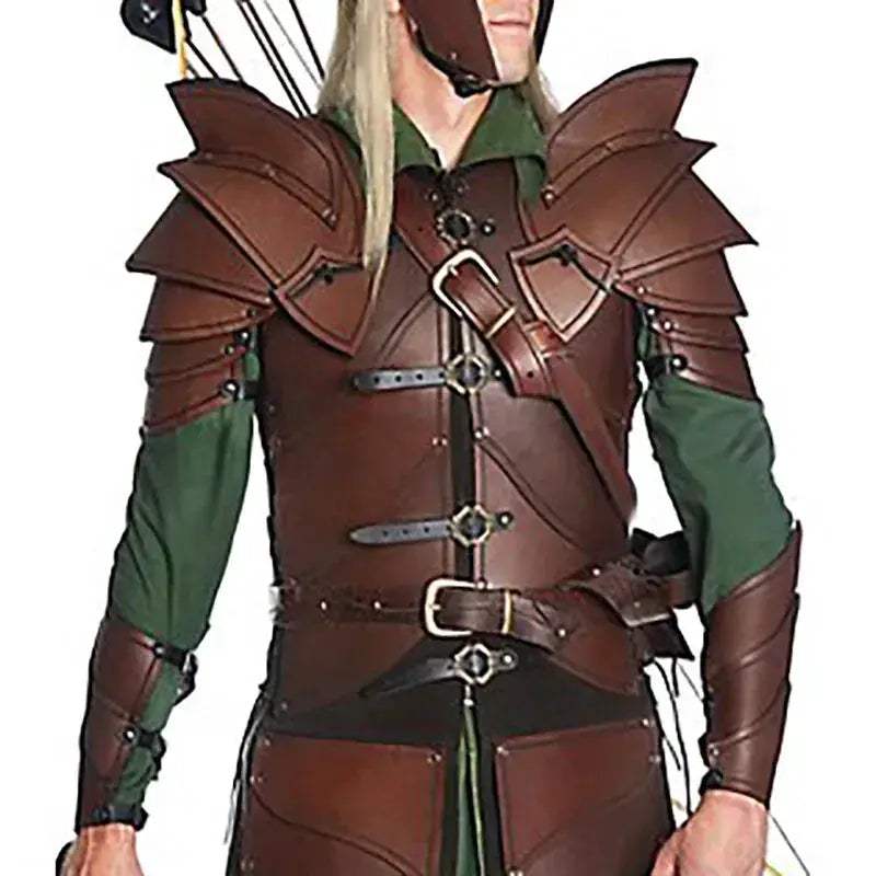 Medieval Knight Double Shoulder Armor PU Leather Pauldrons - Image 2