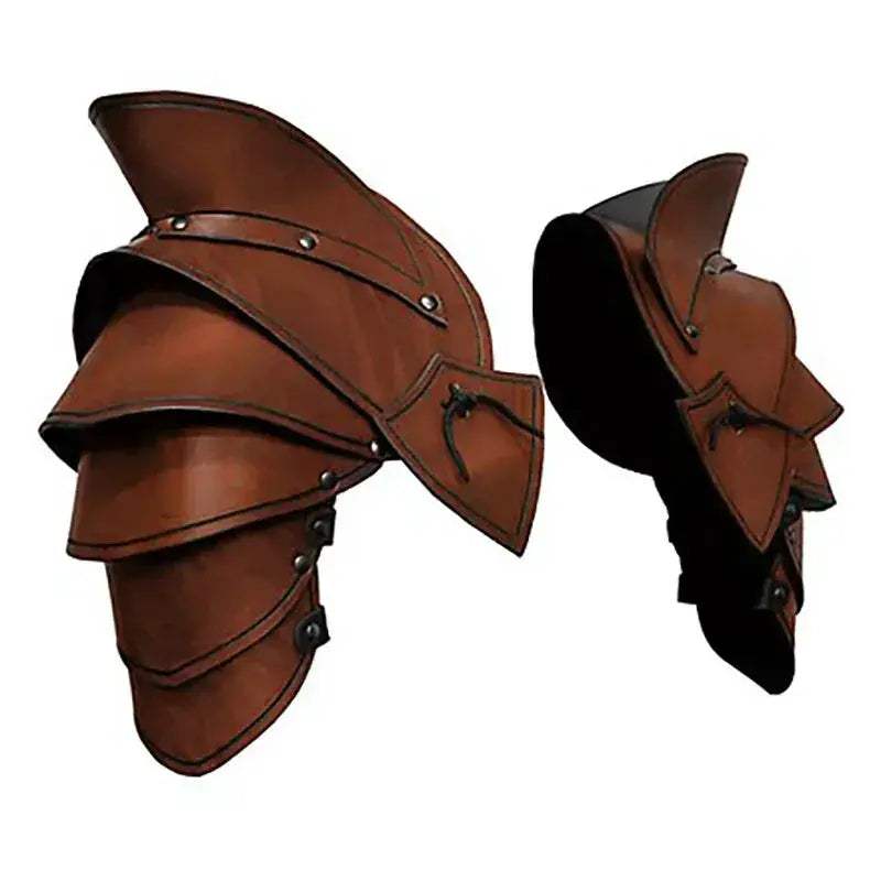 Medieval Knight Double Shoulder Armor PU Leather Pauldrons - Image 5