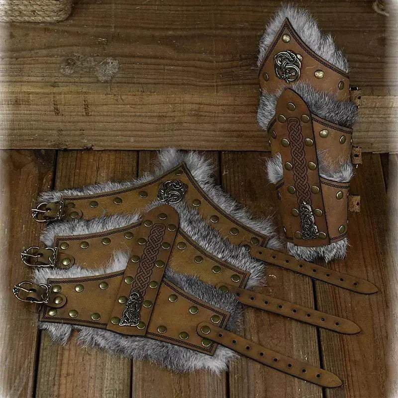 Medieval Leather Arm Guards For Cosplay Unisex Bracers - Image 3