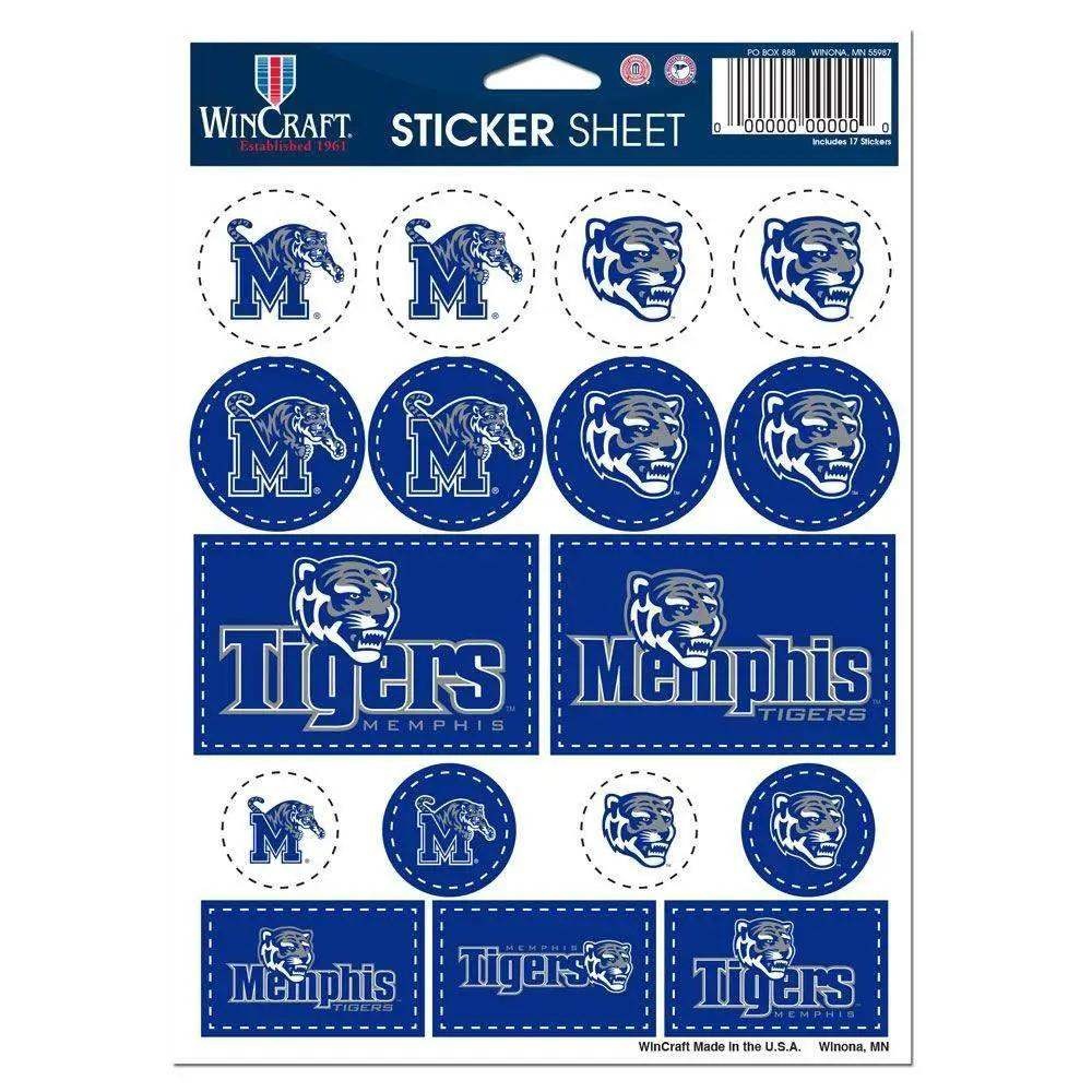 Memphis Tigers Decal Sheet 5x7 Vinyl Sticker Pack Set