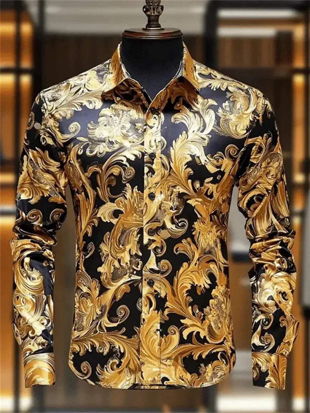 Men's Long Sleeve Lapel Shirt With Luxury Print Plus Size - Image 8