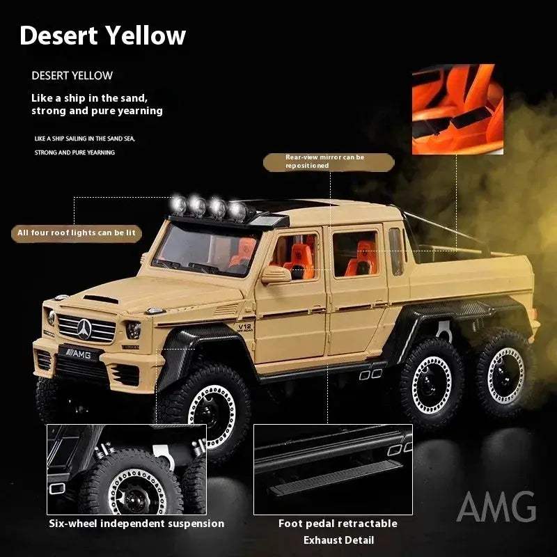 Mercedes-Benz 1:20 Scale G63 6x6 Off Road Diecast Metal Model with Sound and Light - Image 5