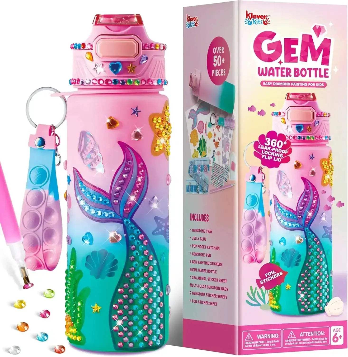 Mermaid Water Bottle Decorating Kit For Girls DIY Gems