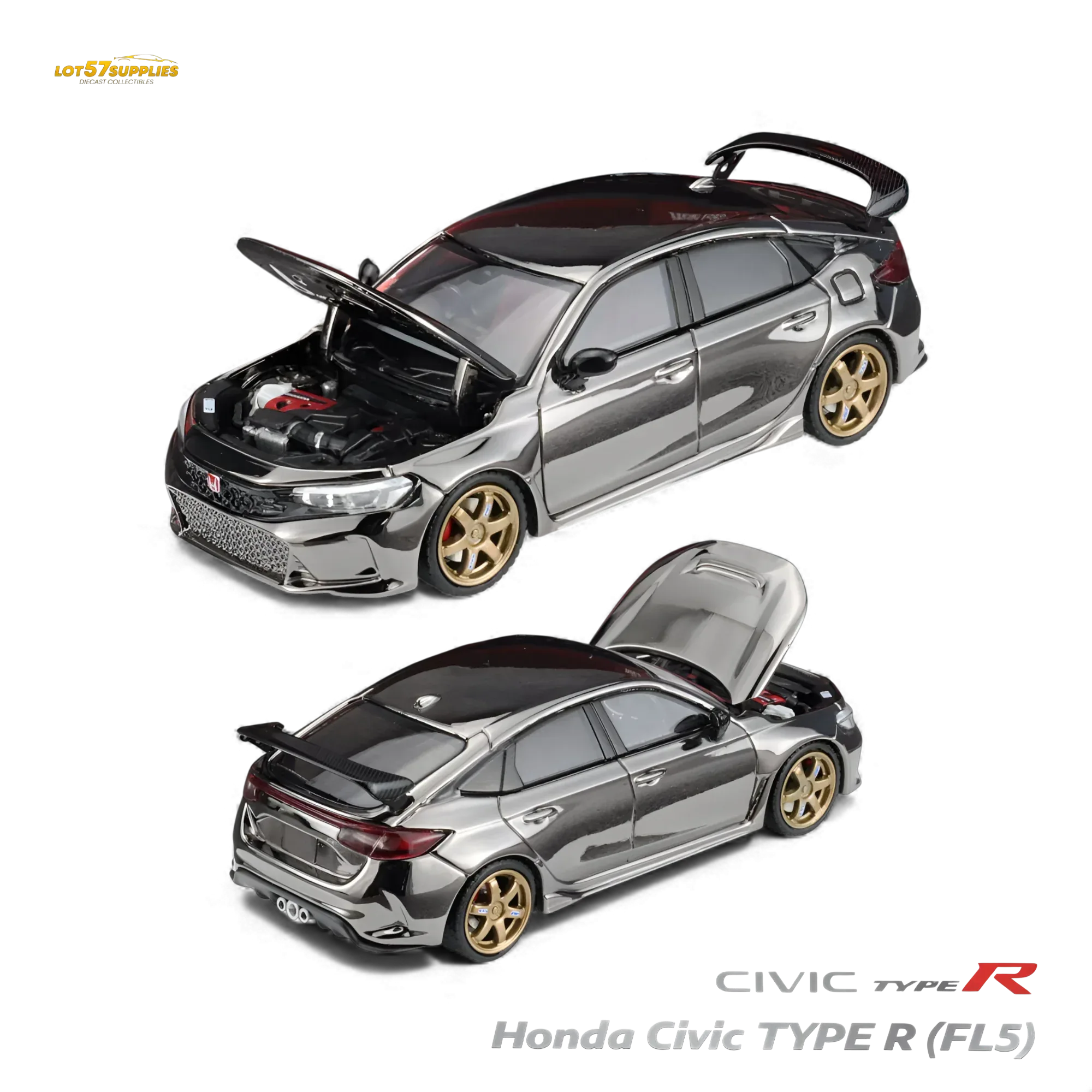 MH Honda Civic Type R FL5 Chrome Gun Black 1:64