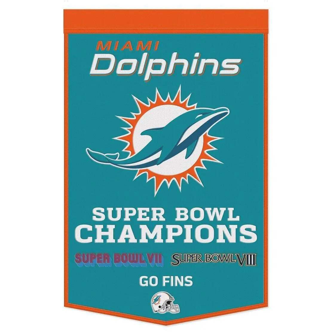 Miami Dolphins Wool Banner 24x38 Dynasty Champ Design