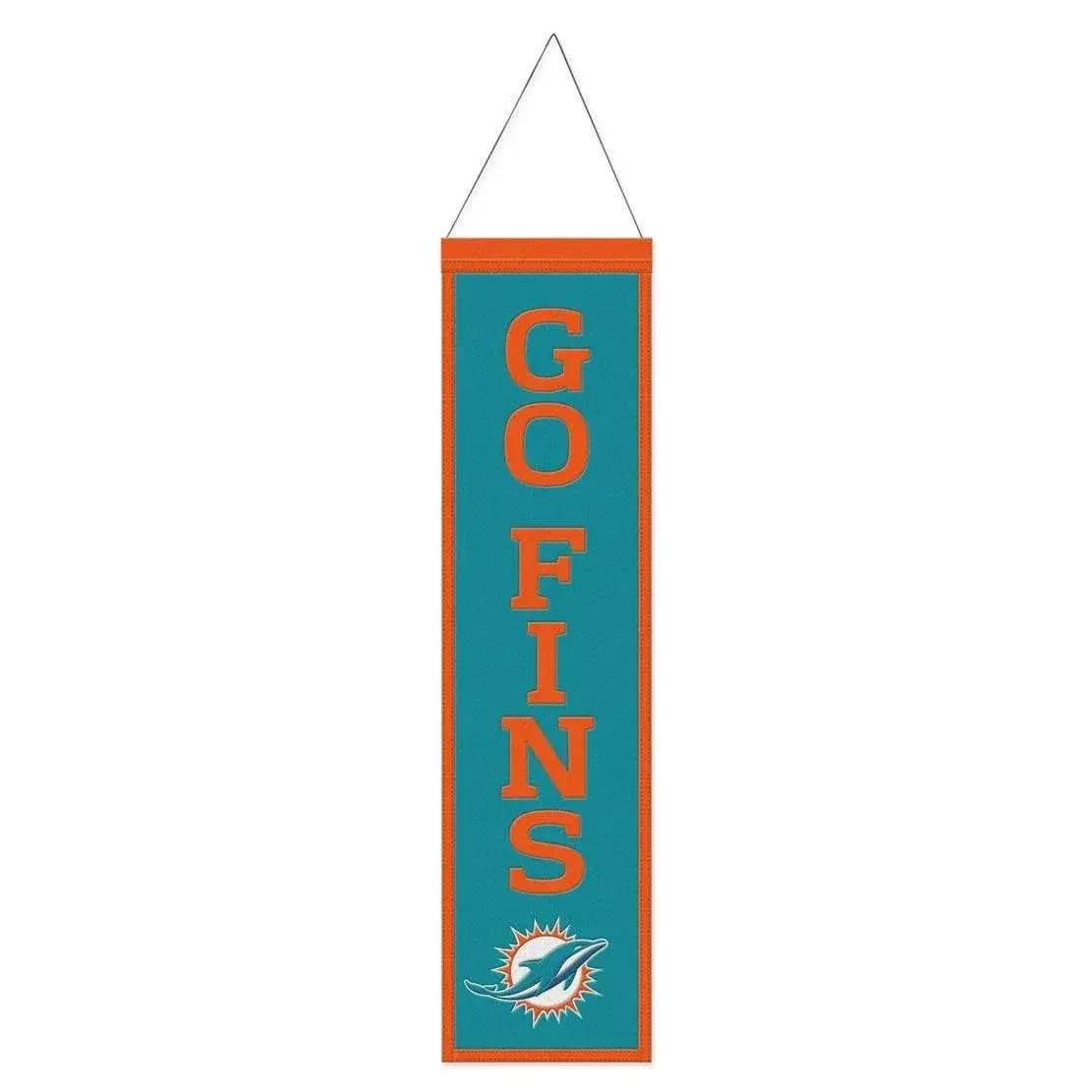 Miami Dolphins Wool Banner 8x32 Heritage Slogan Design