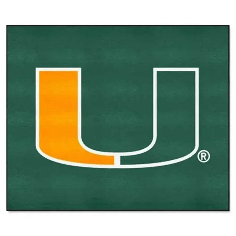 Miami Hurricanes Tailgater Mat 5x6 U Design Rug Licensed