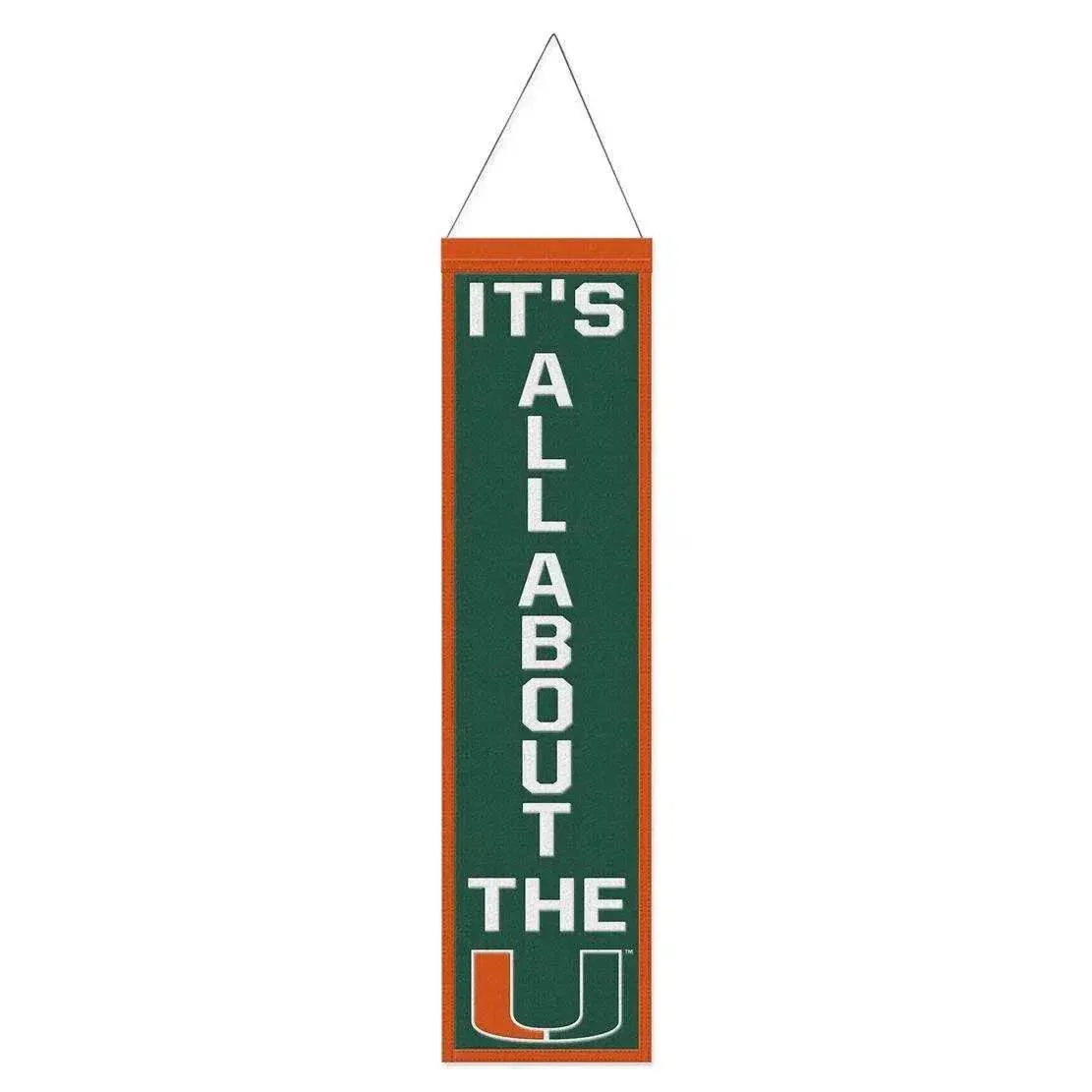 Miami Hurricanes Wool Banner 8x32 Heritage Slogan Design