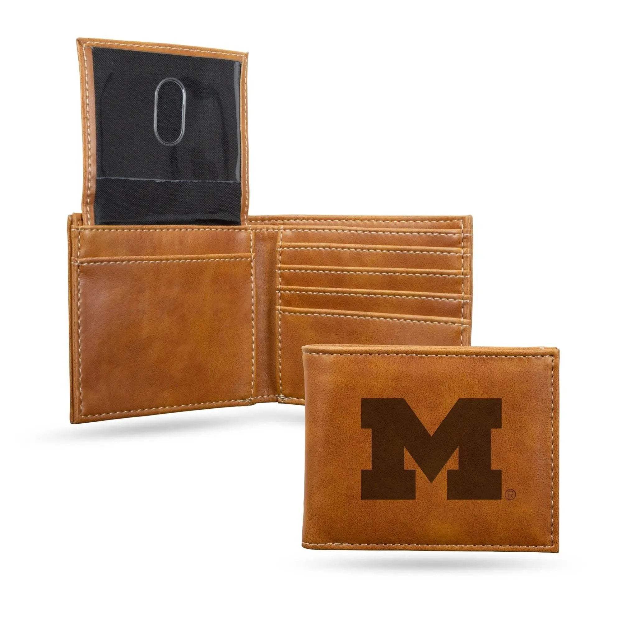 Michigan Wolverines Leather Wallet Billfold Laser Engraved